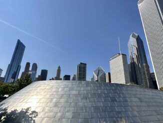 Chicago skyline view from park